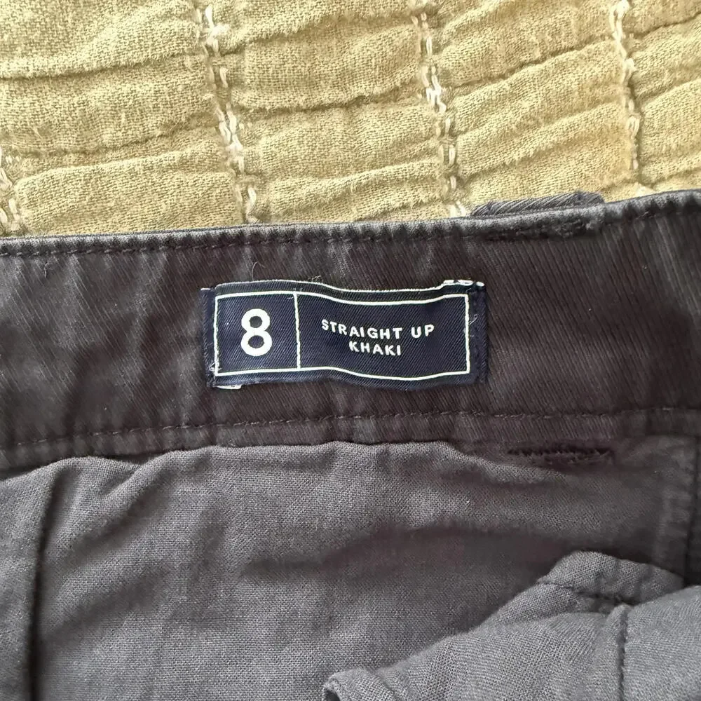 GAP Everyday Black Straight Crop Khaki‎ Womens SZ 8. Preppy Academia Nautical